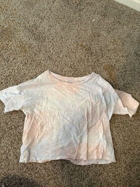 American Eagle Outfitters Pastel Pink and White Tie-Dye Crop Top